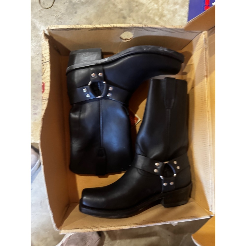 Durango Mens DB510 Black Leather 11 Inch Harness Boots Square Toe 9.5 2E Wide
